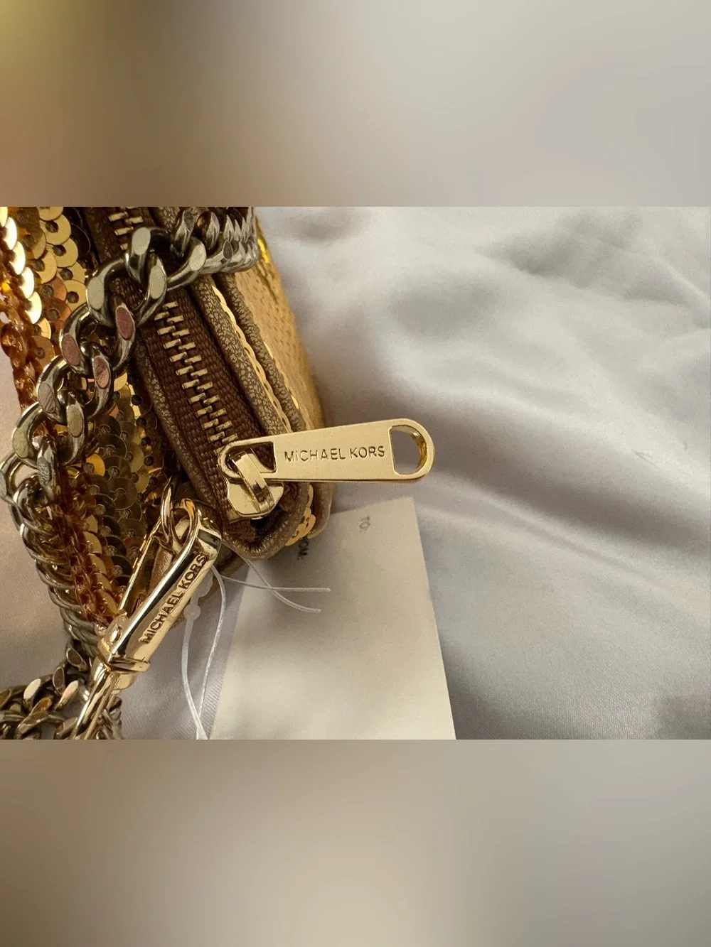 Michael Kors Gold Sequin Chain Wallet Wristlet/Crossbody NWT